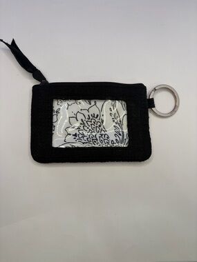 Vera Bradley Black and White Quilted ID Card Holder with Key Ring
